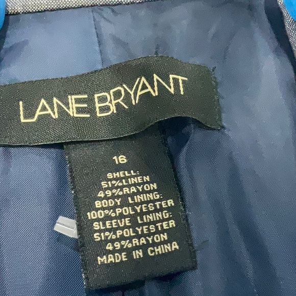 Lane Bryant Blue Grey Chambray Linen Long-Sleeve Blazer Jacket Plus Size 16 - Picture 3 of 4